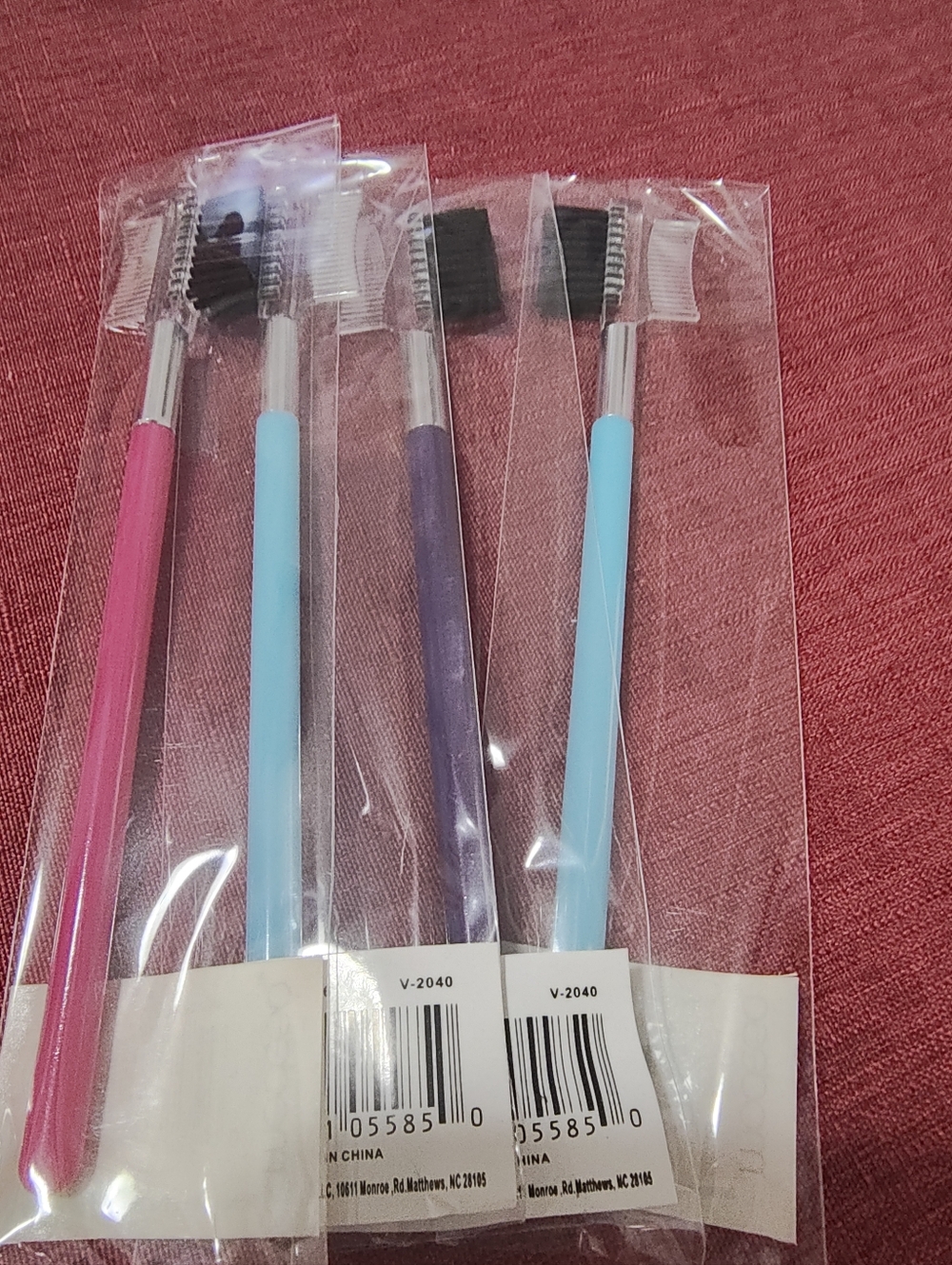 Set of 4 Dual-Ended Lash & Brow Brushes - Pink, Light Blue, Purple